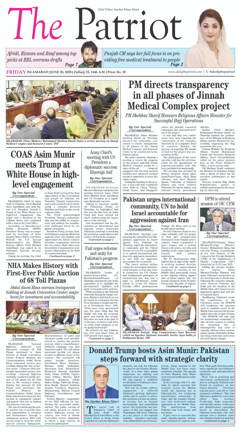 P1-Daily The Patriot 20-06-2025