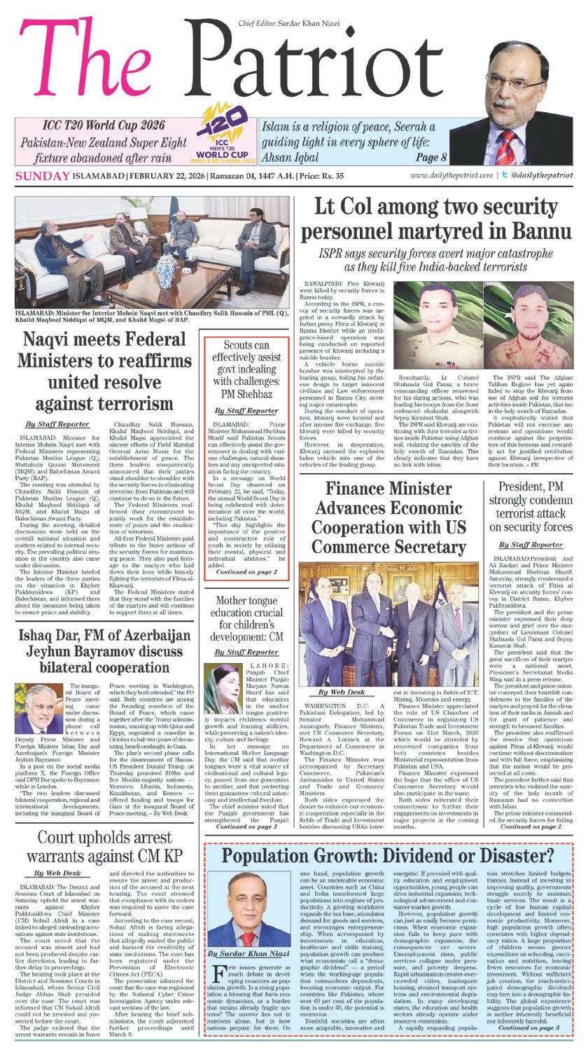 P1-Daily The Patriot-22-02-2026